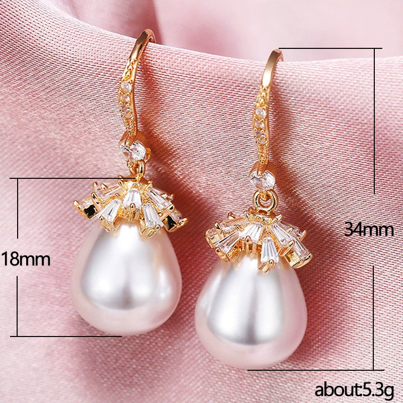 Baroque Style Earrings Copper Artificial Pearl Geometric - Image 5