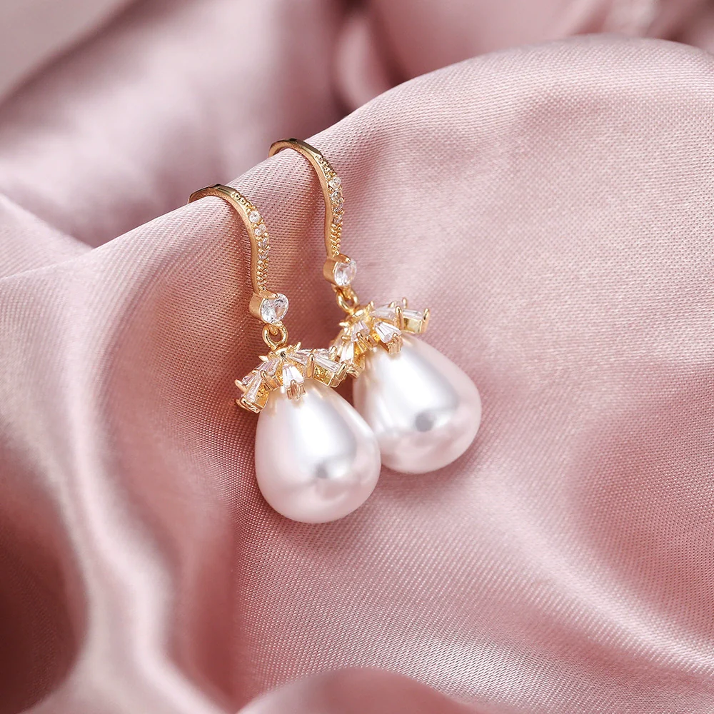 Baroque Style Earrings Copper Artificial Pearl Geometric - Image 6