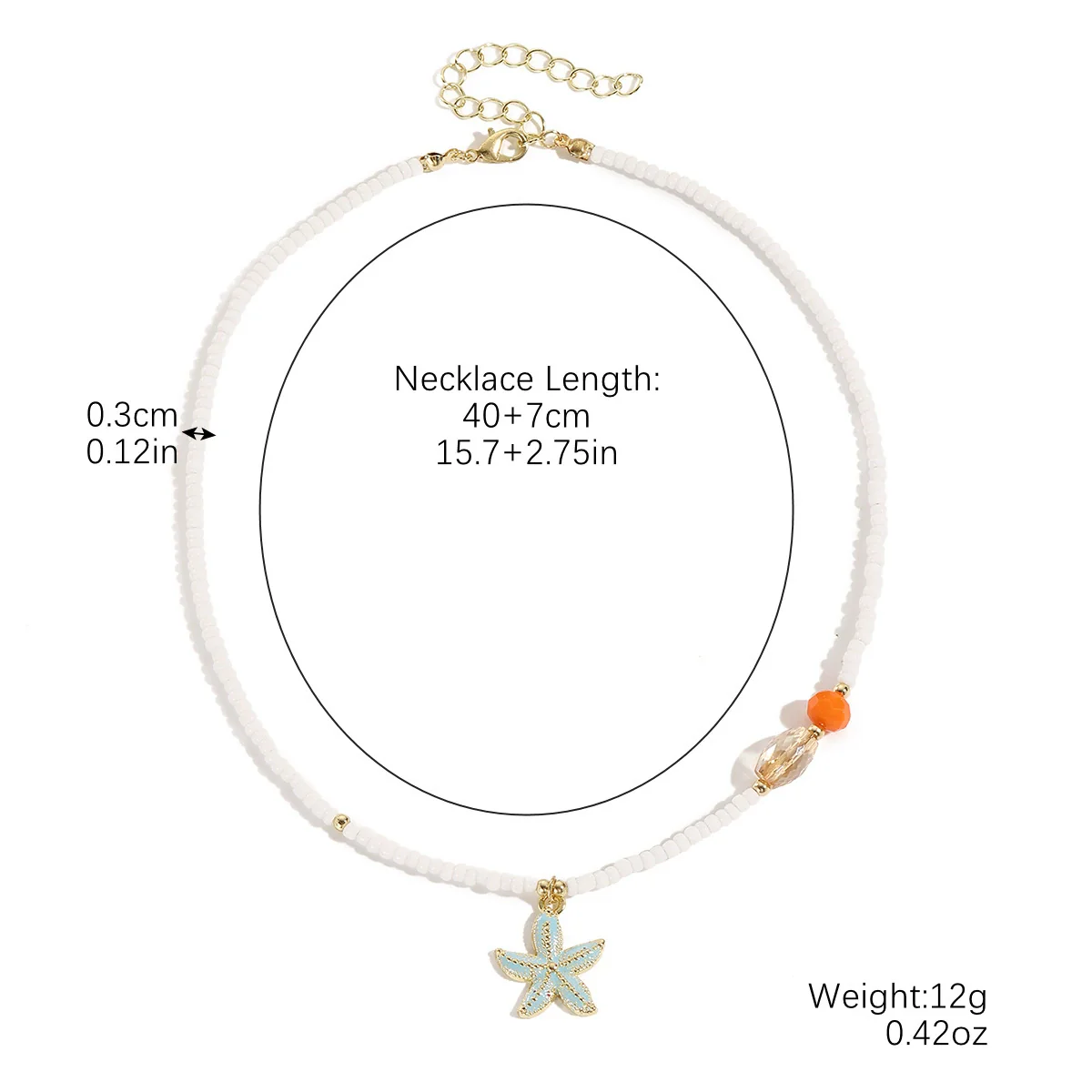 Beaded Bohemian Women's Necklace With Artificial Crystal Ceramic Pendant Electroplated Ball Chain Constellation Heart Flower Drop Shape Geometric Design - Image 10