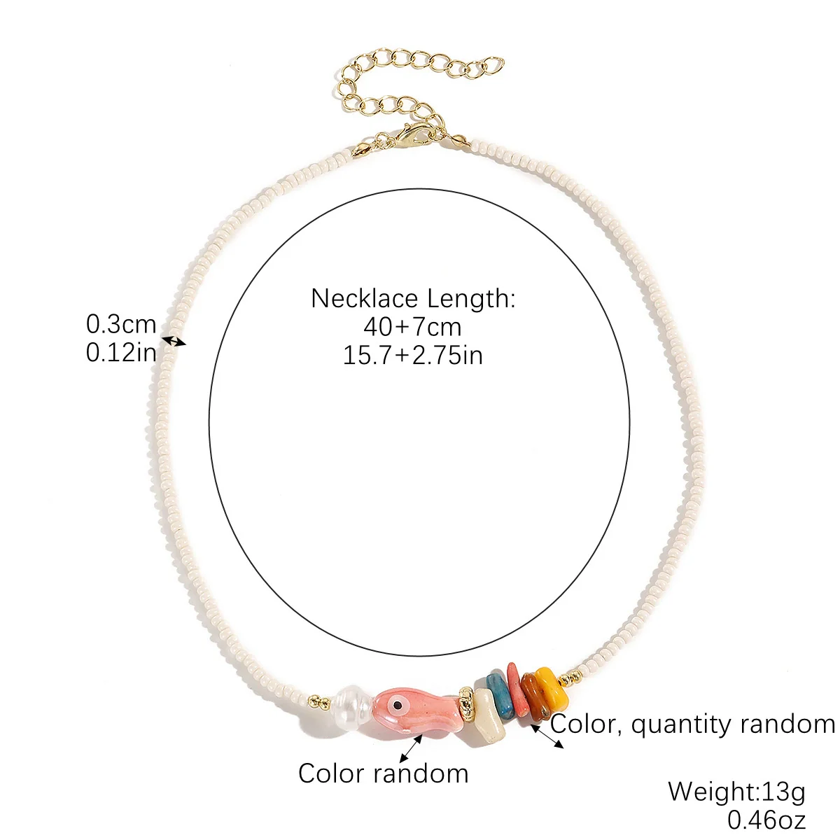 Beaded Bohemian Women's Necklace With Artificial Crystal Ceramic Pendant Electroplated Ball Chain Constellation Heart Flower Drop Shape Geometric Design - Image 11