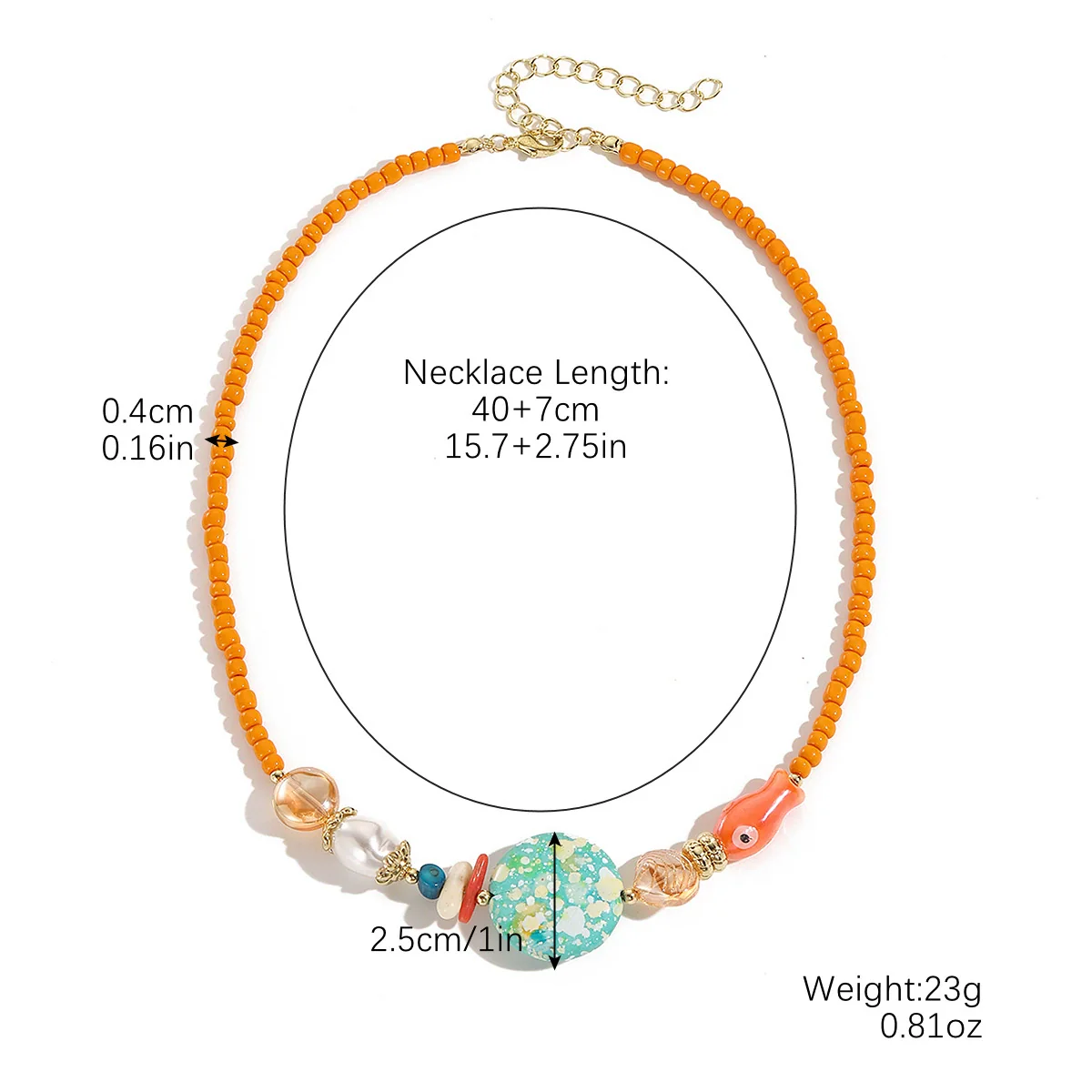 Beaded Bohemian Women's Necklace With Artificial Crystal Ceramic Pendant Electroplated Ball Chain Constellation Heart Flower Drop Shape Geometric Design - Image 5
