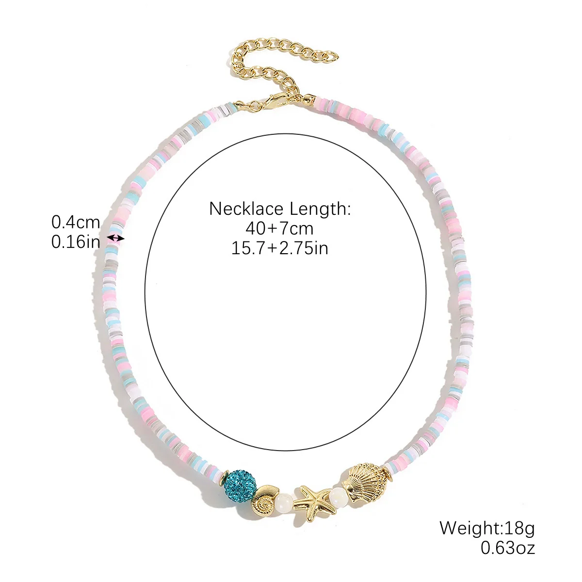 Beaded Bohemian Women's Necklace With Artificial Crystal Ceramic Pendant Electroplated Ball Chain Constellation Heart Flower Drop Shape Geometric Design - Image 6
