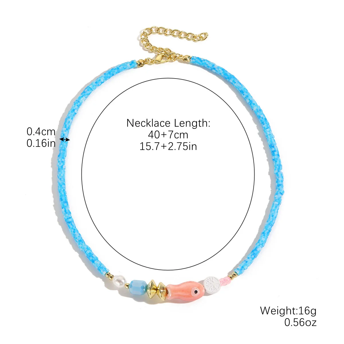 Beaded Bohemian Women's Necklace With Artificial Crystal Ceramic Pendant Electroplated Ball Chain Constellation Heart Flower Drop Shape Geometric Design - Image 8