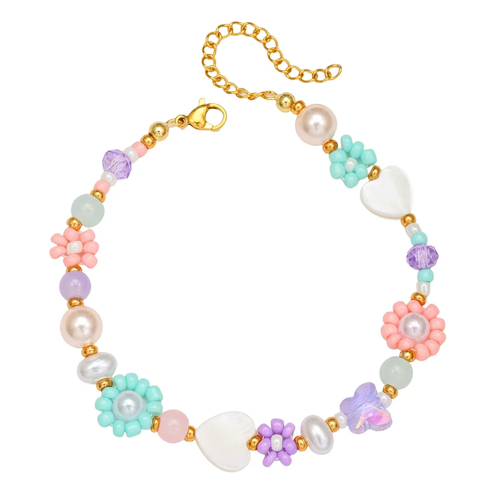 Beaded Bracelet Rice Beads Imitation Pearl Glass Geometric Retro Handmade Style For Men