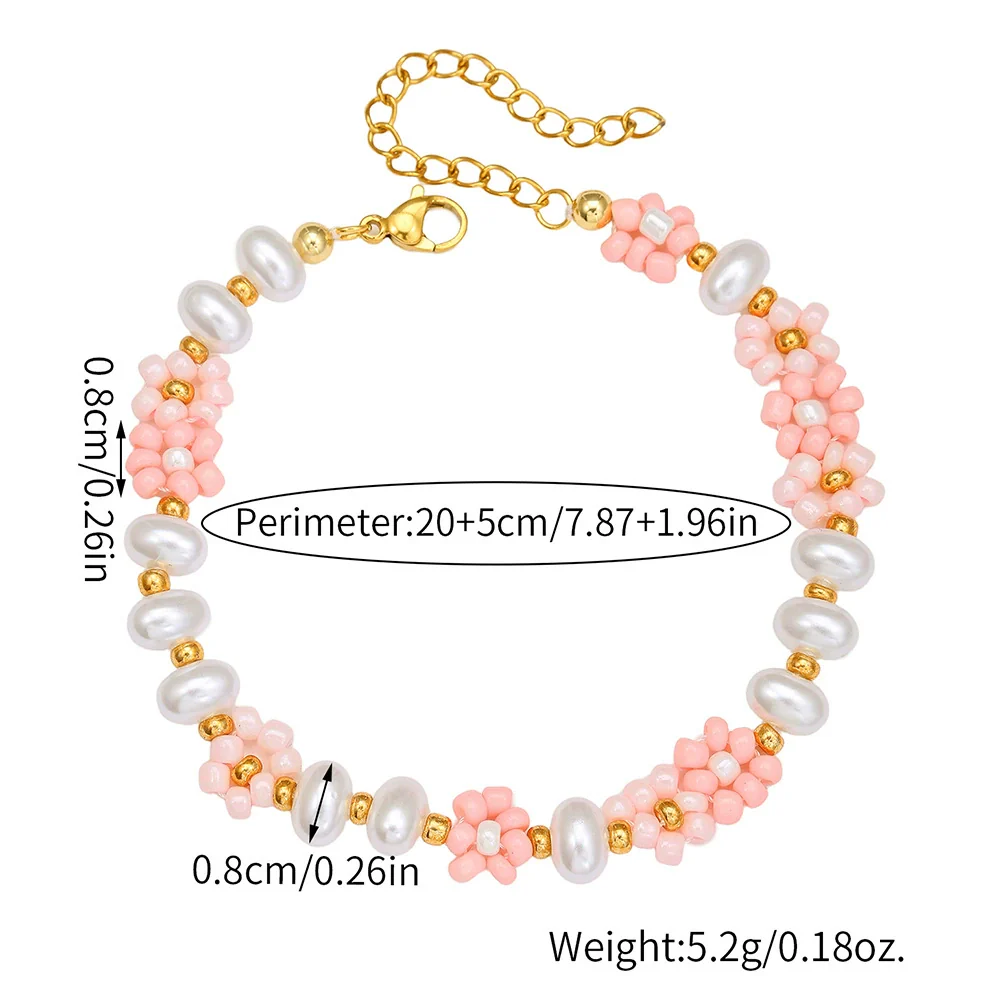 Beaded Bracelet Rice Beads Imitation Pearl Glass Geometric Retro Handmade Style For Men - Image 5