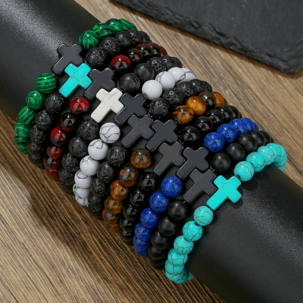 Beaded Bracelet Stone Geometric Manual Unisex Jewelry - Image 2