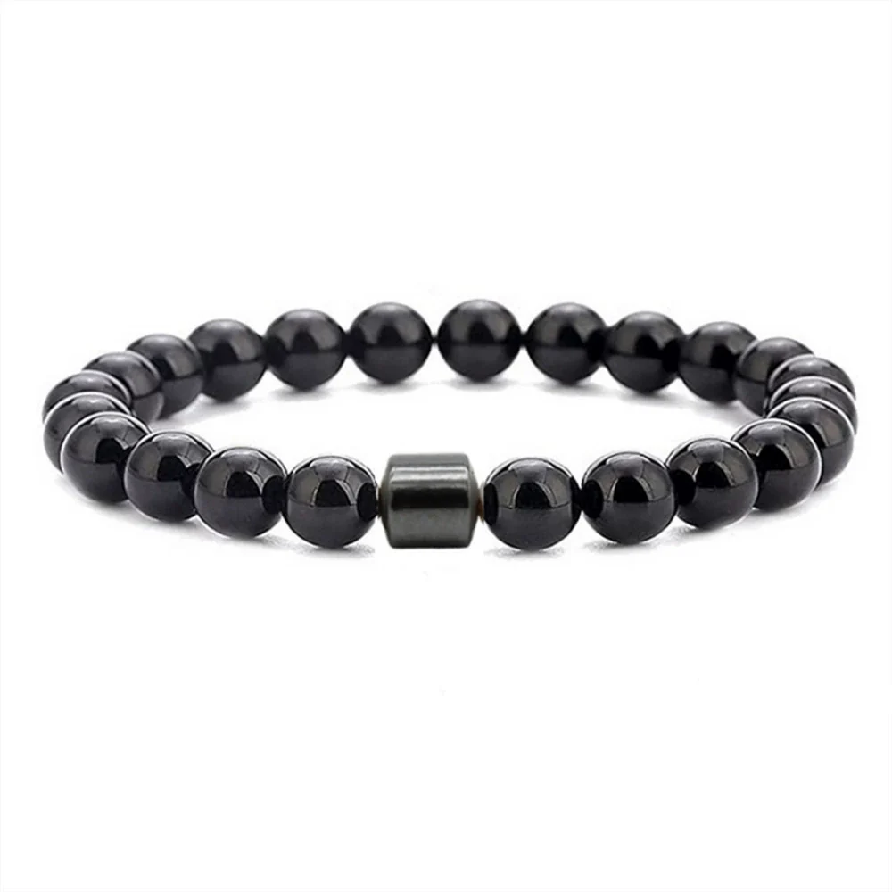 Beaded Bracelet White Pine Stone Black Stone Tiger Eye Stone Volcanic Stone Map Stone Geometric Pattern Manual Design Unisex - Image 11