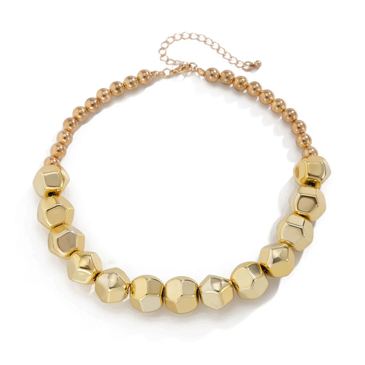 Beaded Necklace Geometric Style Ccb Material Electroplating Treatment Irregular Round Ball Chain For Women - Image 5
