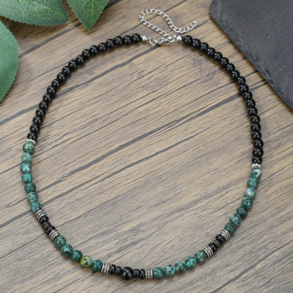 Beaded Necklace Stainless Steel Black Frosted Faceted Black Agate Hiphop Punk Handmade Unisex - Image 13