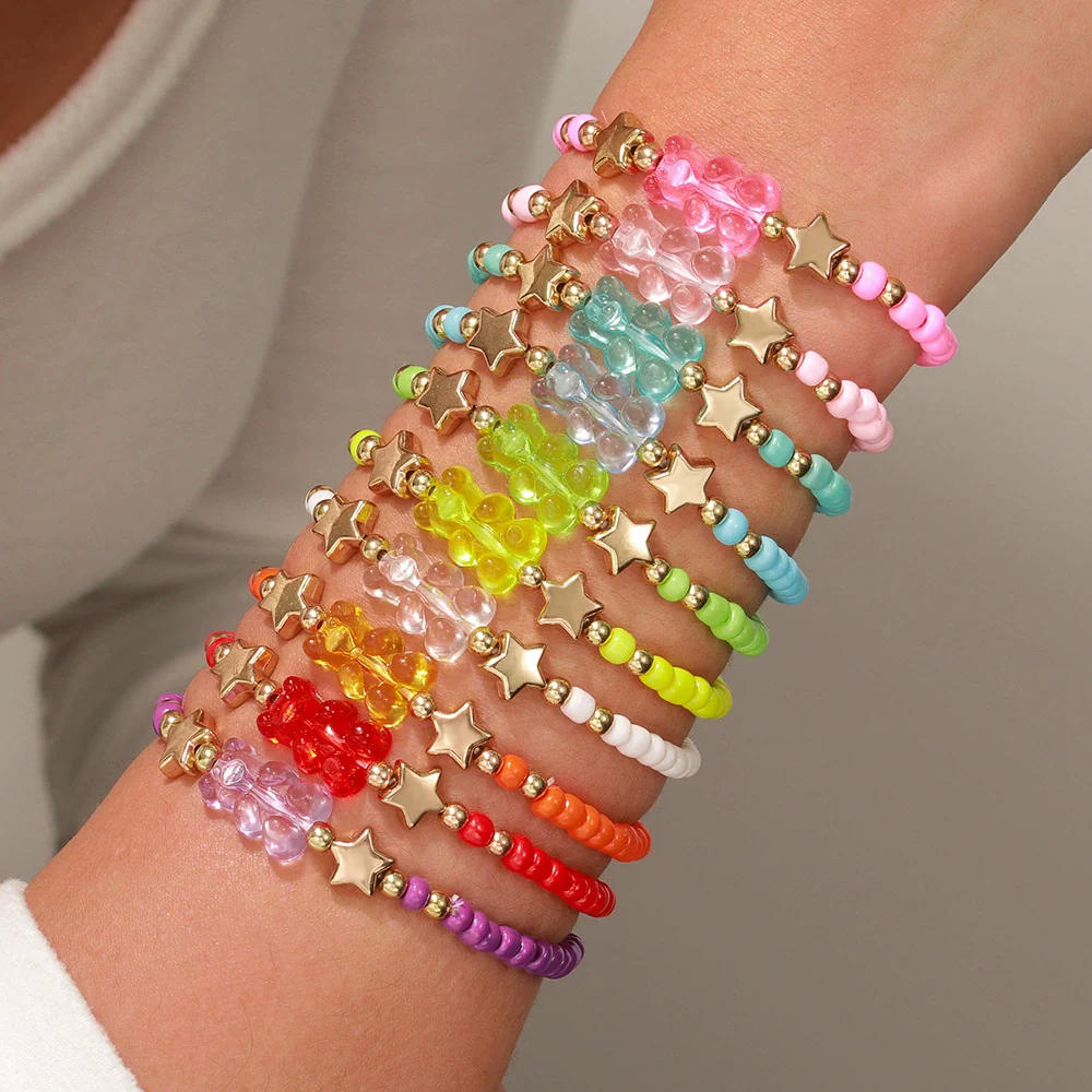 Beaded Rainbow Acrylic Animal Handmade Unisex Bracelet - Image 4