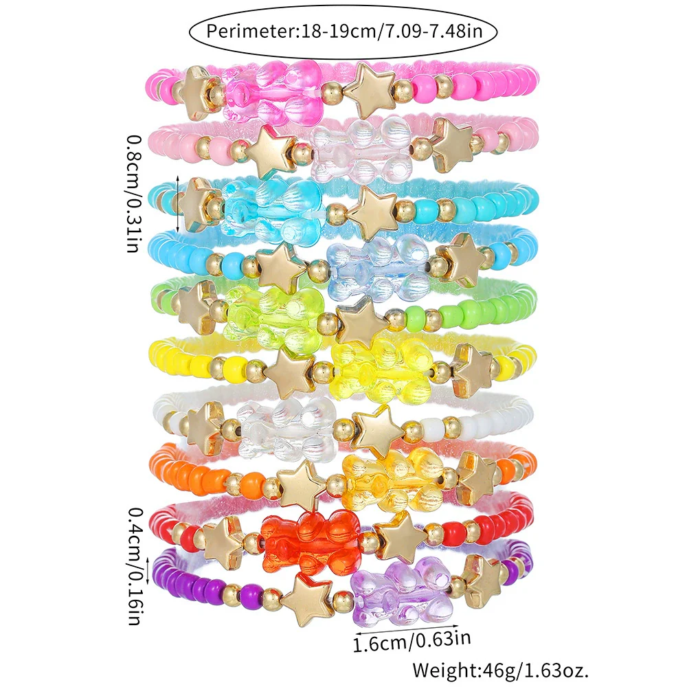 Beaded Rainbow Acrylic Animal Handmade Unisex Bracelet - Image 5