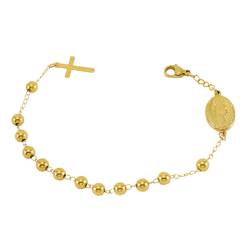 Beaded 316L Stainless Steel Unisex Geometric Bracelet With Electroplating - Image 5