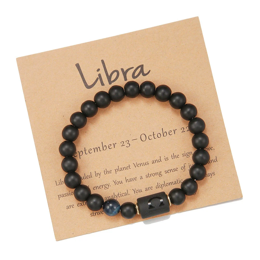 Beads Elastic Bracelet Synthetic Stone Geometric Twelve Constellations Handmade Unisex - Image 24