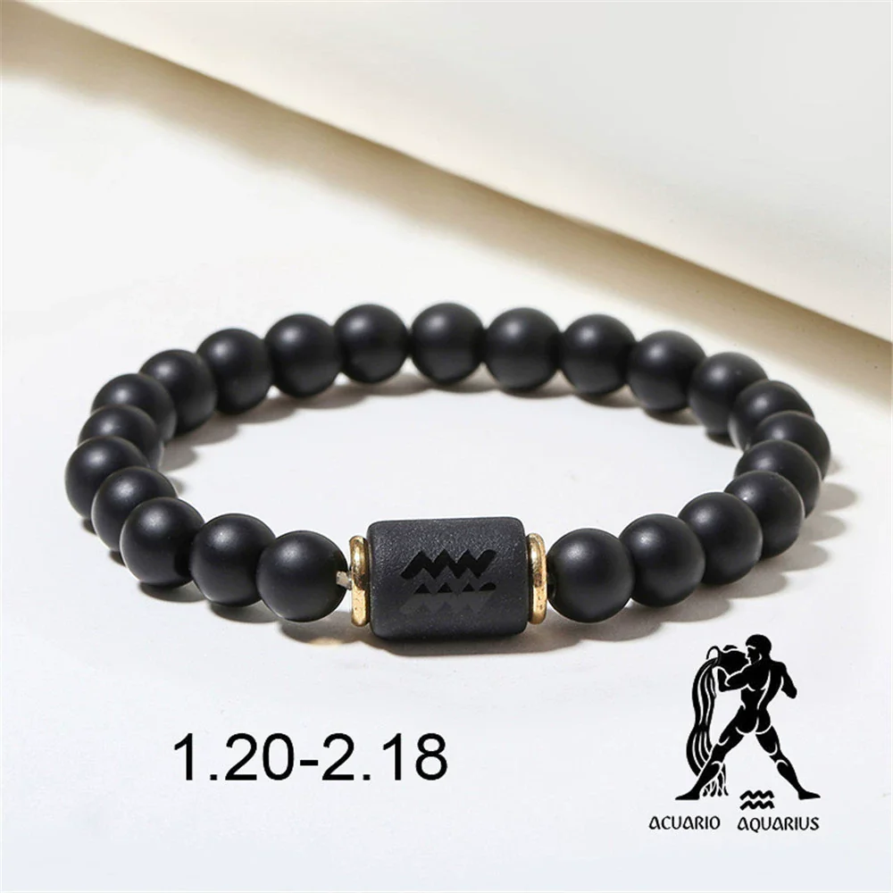 Beads Elastic Bracelet Synthetic Stone Geometric Twelve Constellations Handmade Unisex - Image 6