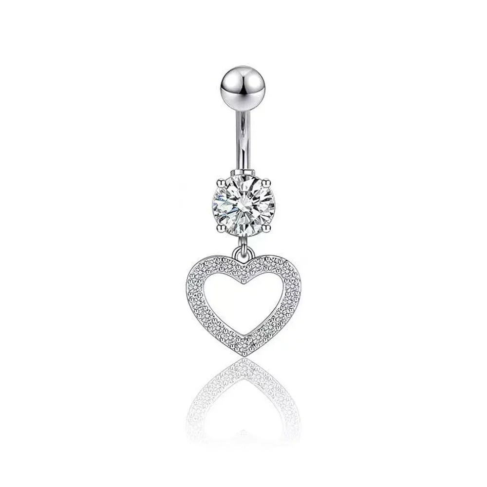 Belly Button Ring Stainless Steel Copper Inlaid Zircon Constellation Electroplating Heart Shaped Water Drop Style For Women - Image 16