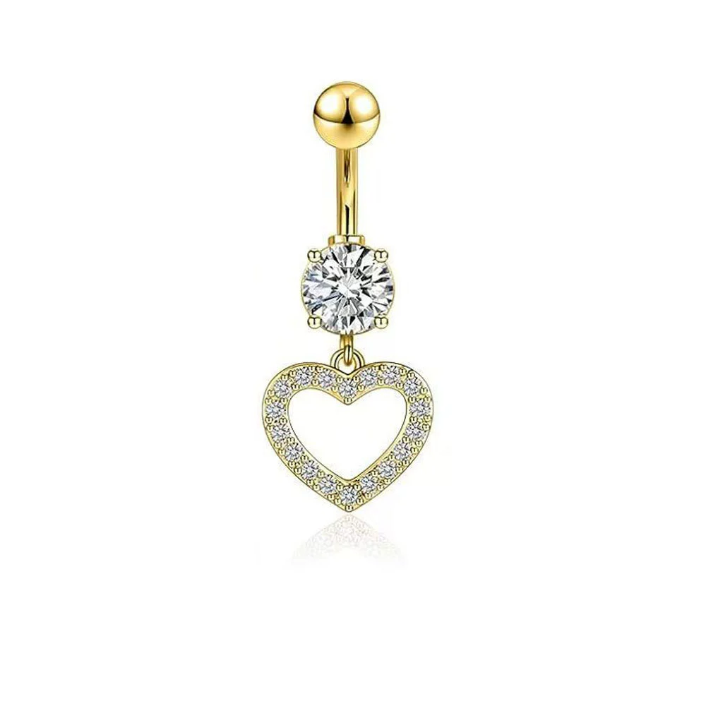 Belly Button Ring Stainless Steel Copper Inlaid Zircon Constellation Electroplating Heart Shaped Water Drop Style For Women - Image 17
