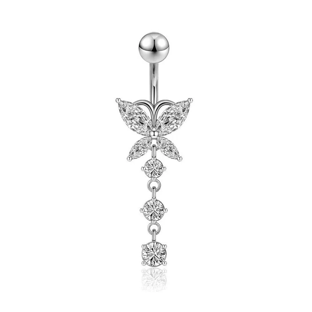 Belly Button Ring Stainless Steel Copper Inlaid Zircon Constellation Electroplating Heart Shaped Water Drop Style For Women - Image 18