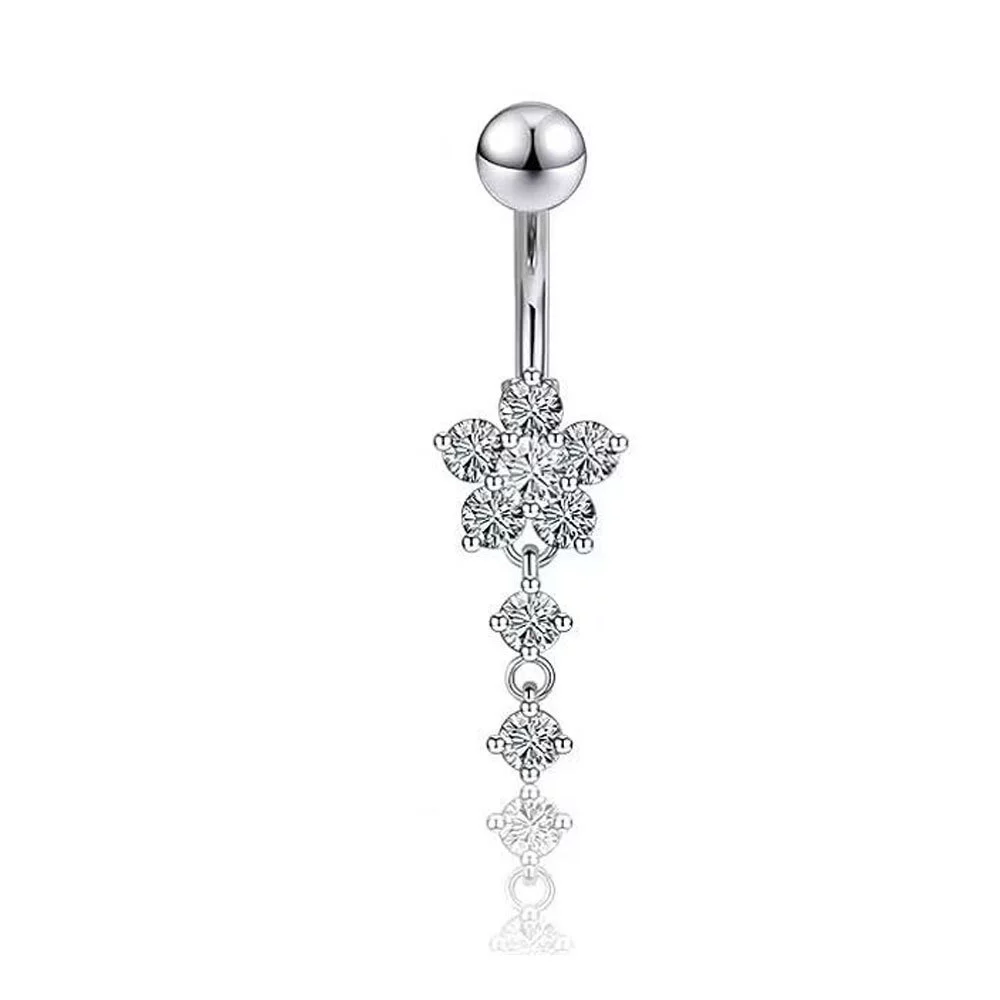 Belly Button Ring Stainless Steel Copper Inlaid Zircon Constellation Electroplating Heart Shaped Water Drop Style For Women - Image 20