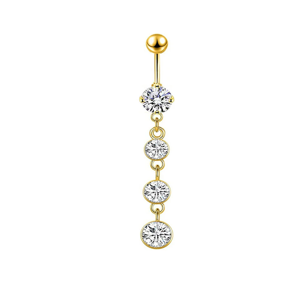 Belly Button Ring Stainless Steel Copper Inlaid Zircon Constellation Electroplating Heart Shaped Water Drop Style For Women - Image 25