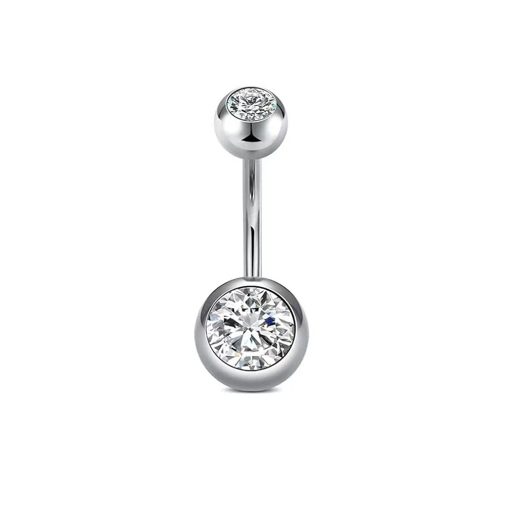 Belly Button Ring Stainless Steel Copper Inlaid Zircon Constellation Electroplating Heart Shaped Water Drop Style For Women - Image 6