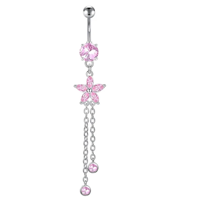 Belly Button Ring Stainless Steel Star Inlaid Zircon Electroplating Body Jewelry - Image 6
