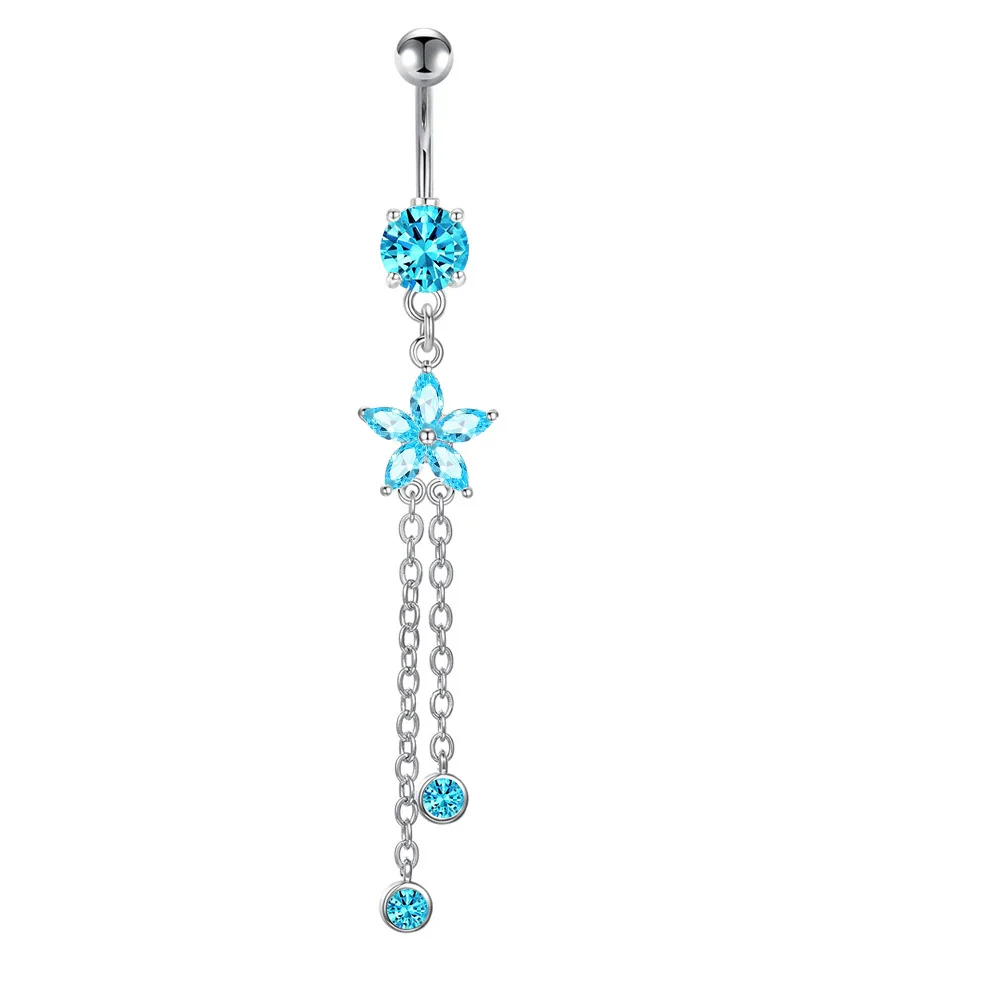 Belly Button Ring Stainless Steel Star Inlaid Zircon Electroplating Body Jewelry - Image 8