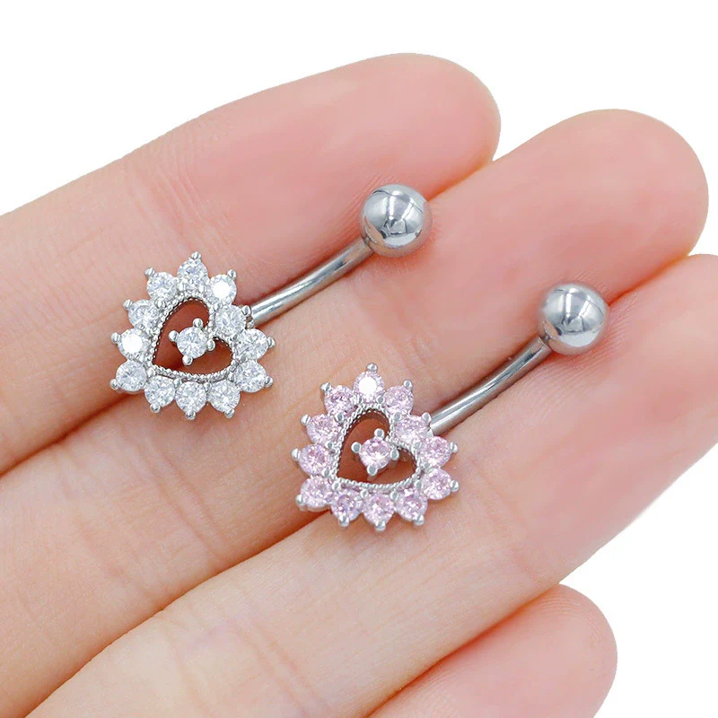 Belly Button Ring Zinc Alloy Heart Shape Human Body Piercing - Image 3