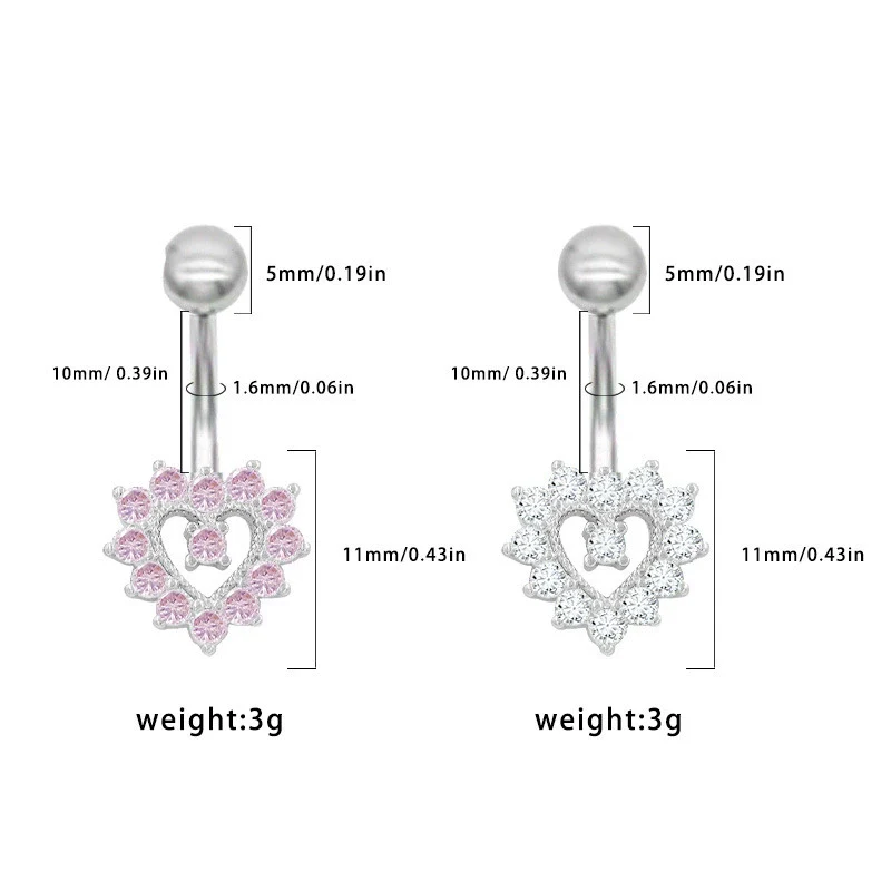 Belly Button Ring Zinc Alloy Heart Shape Human Body Piercing - Image 5