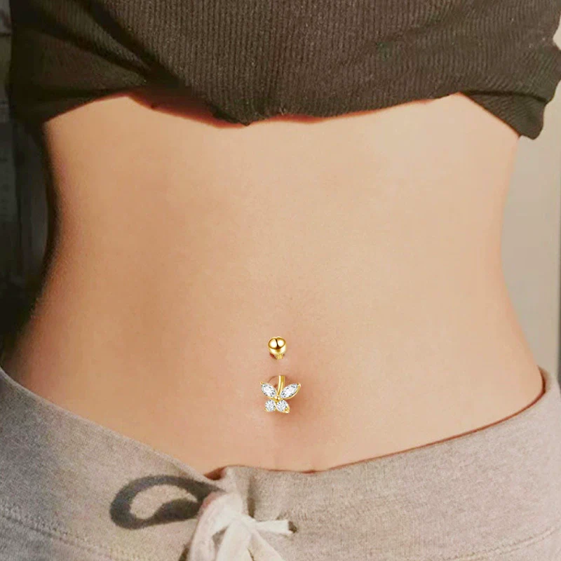 Belly Button Ring Zinc Alloy Heart Shape Unisex Puncture Jewelry - Image 4