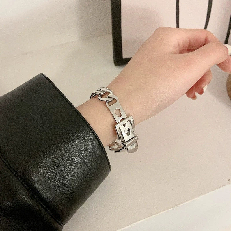 Belt Buckle Bracelet Metal Geometric Handmade Unisex - Image 2