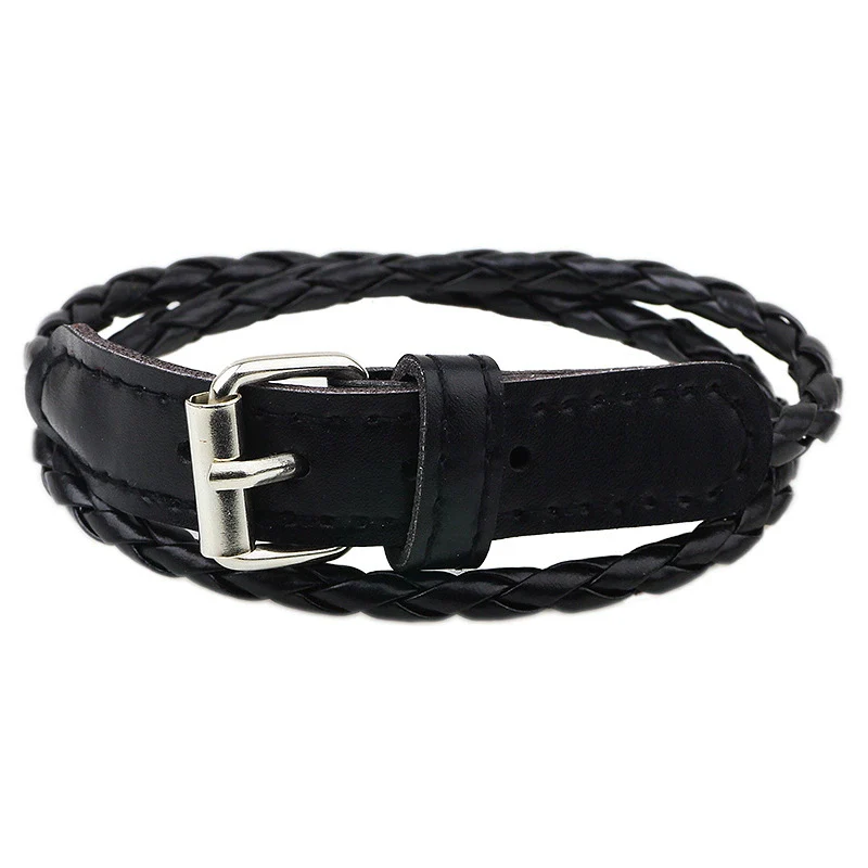 Belt Buckle Bracelet Pu Leather Double Ring Geometric Woven Ladies Fashion Jewelry - Image 5