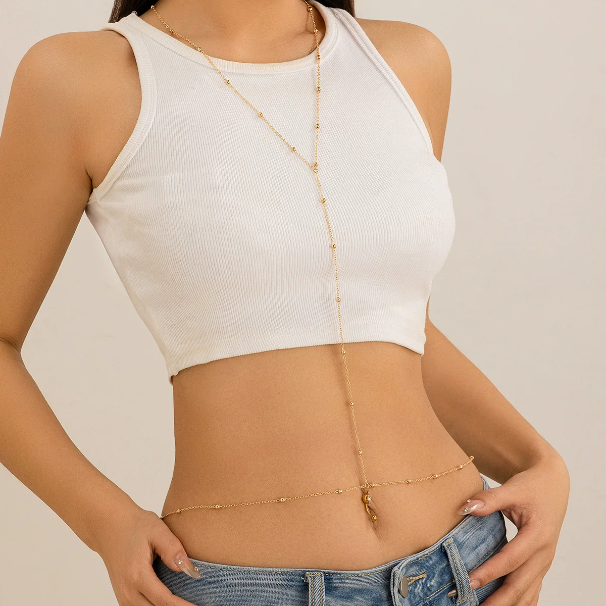 Bikini Chest Chain Body Chain Navel Body Chain Copper Electroplated For Women Simple Style