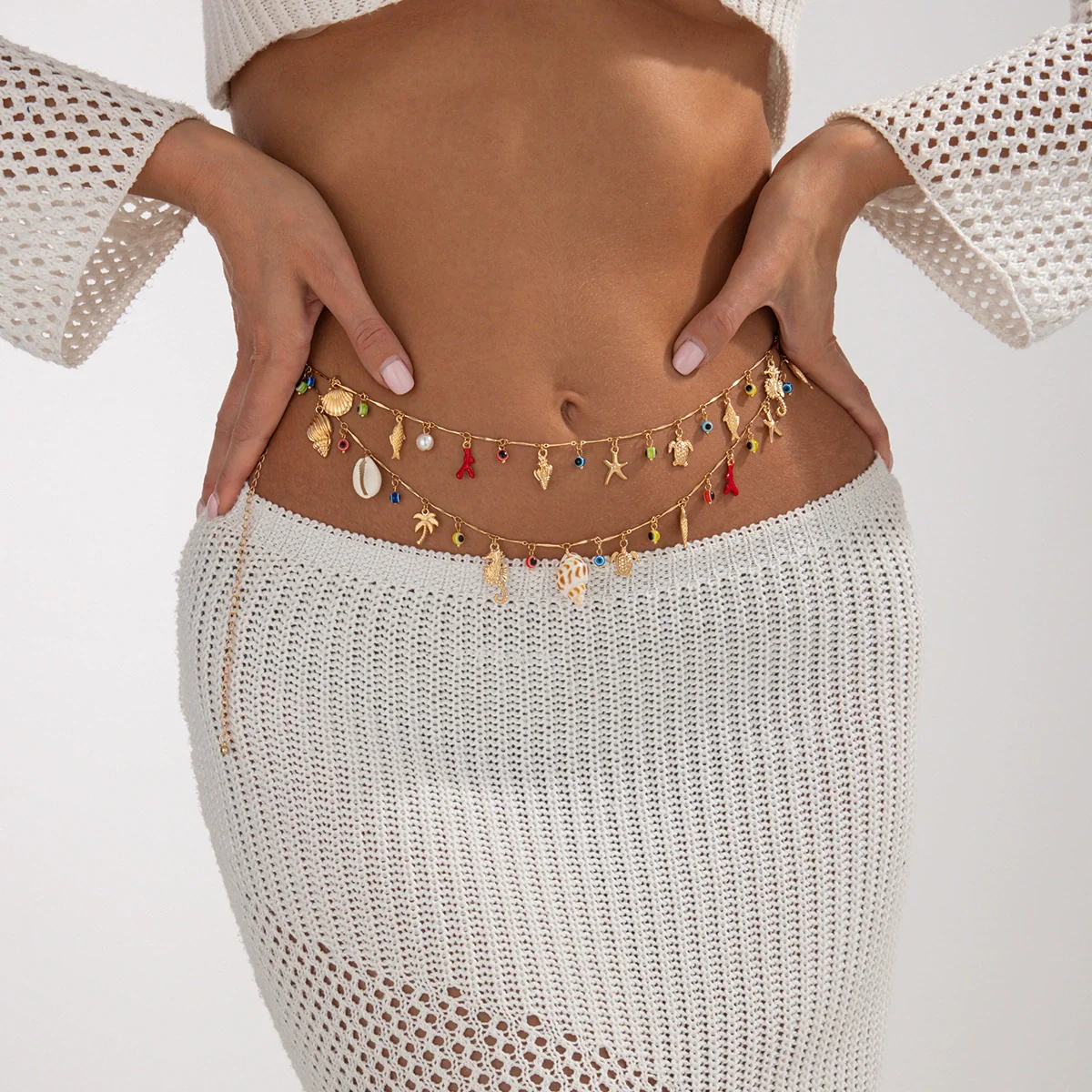 Body Chain Metal Conch Turtle Lobster Clasp Hip Hop Style - Image 3