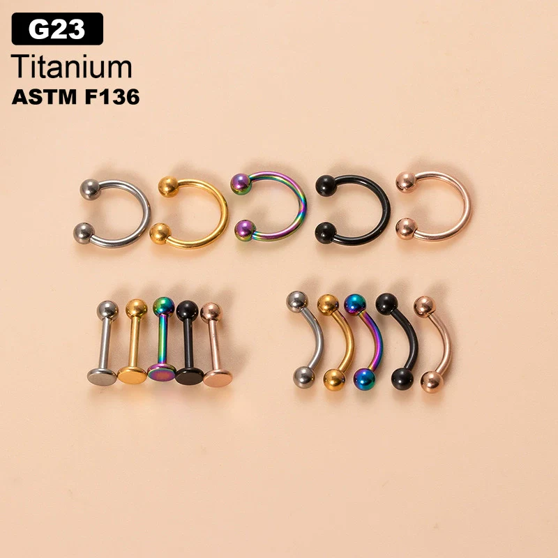 Body Jewelry Piercing Jewelry Titanium Alloy Geometric Cshaped Horseshoe Ring Inlaid Zircon