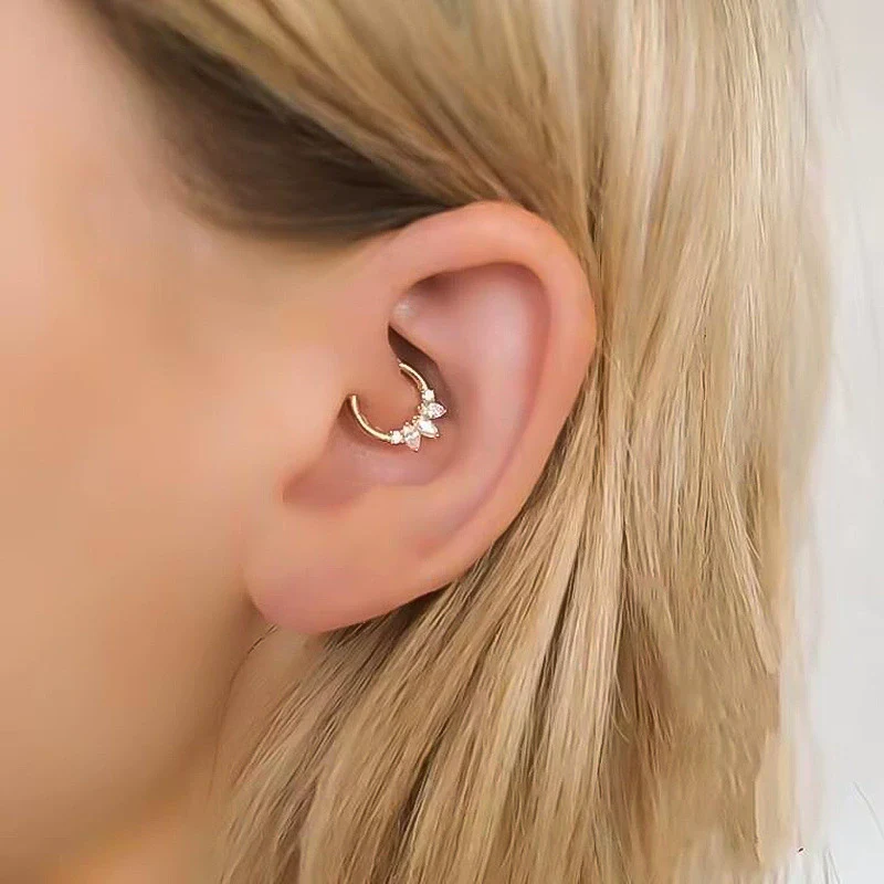 Body Piercing Jewelry Silver Needle Copper Diamond U Shape Geometric Style For Women - Image 2