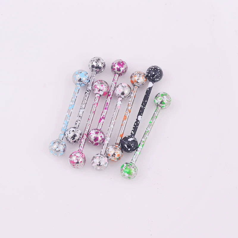 Body Piercing Jewelry Stainless Steel Geometric Baking Paint Tongue Ring Nail - Image 4