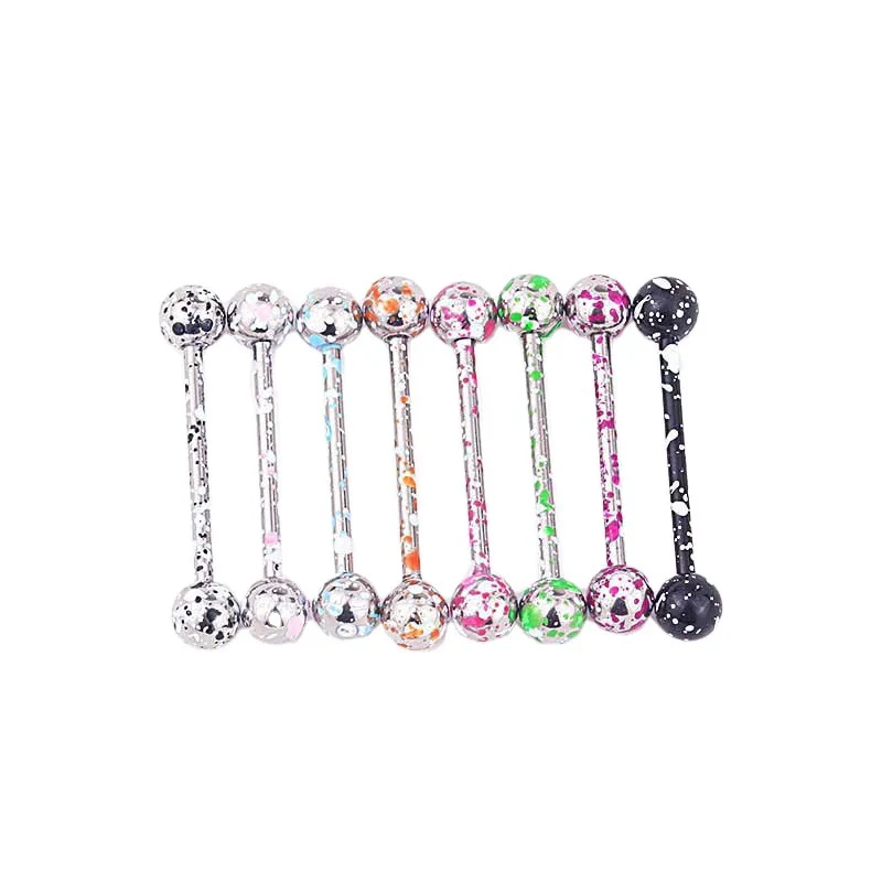 Body Piercing Jewelry Stainless Steel Geometric Baking Paint Tongue Ring Nail - Image 5