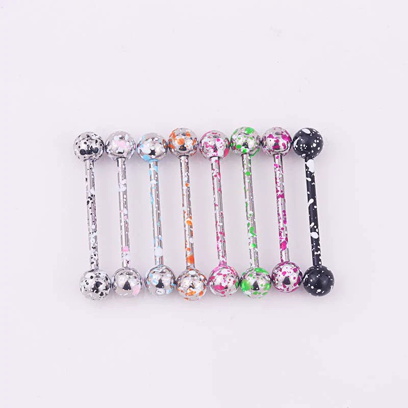 Body Piercing Jewelry Stainless Steel Geometric Baking Paint Tongue Ring Nail - Image 6