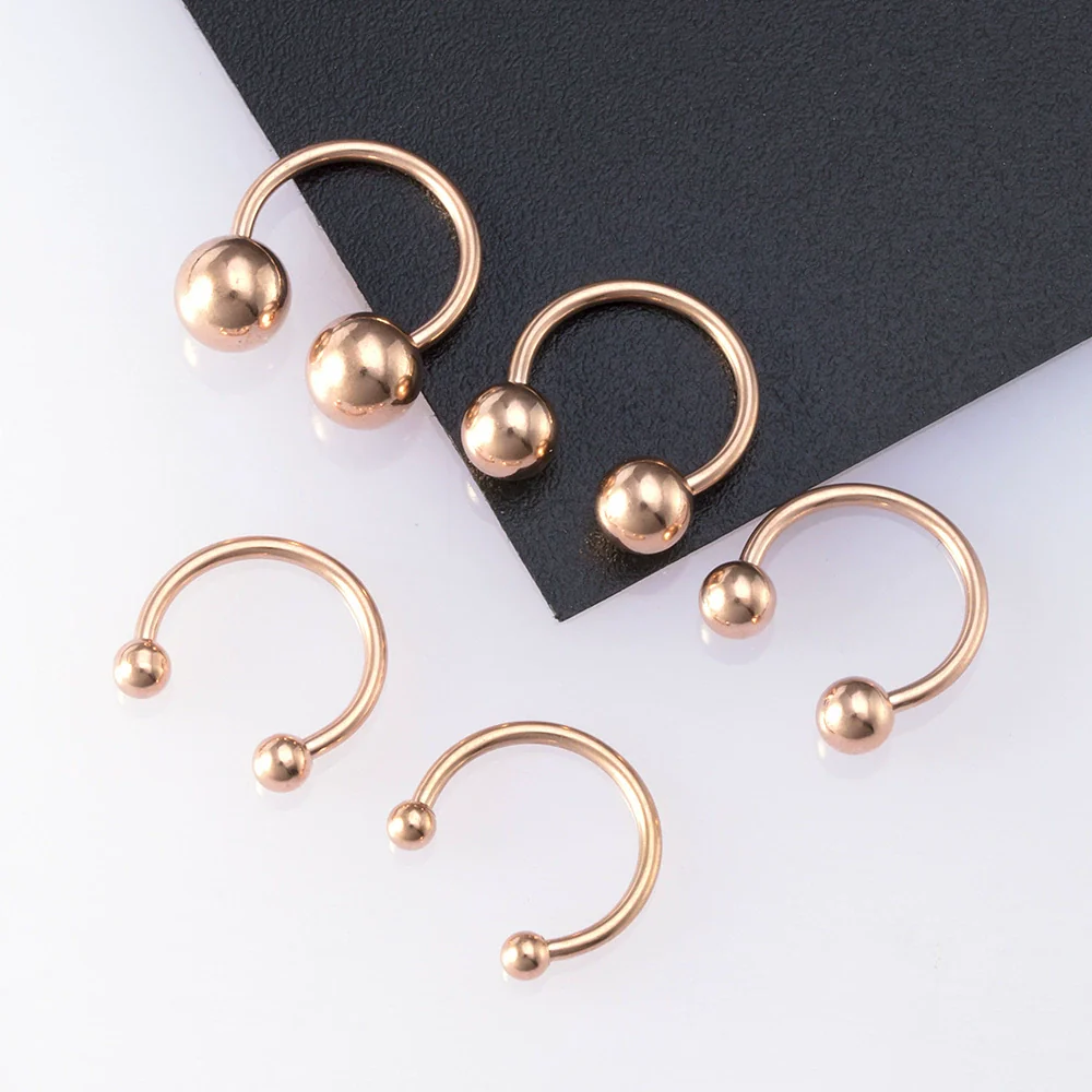 Body Piercing Jewelry Stainless Steel Geometric C Rod Ring With Color Retention Vacuum Treatment - Image 10