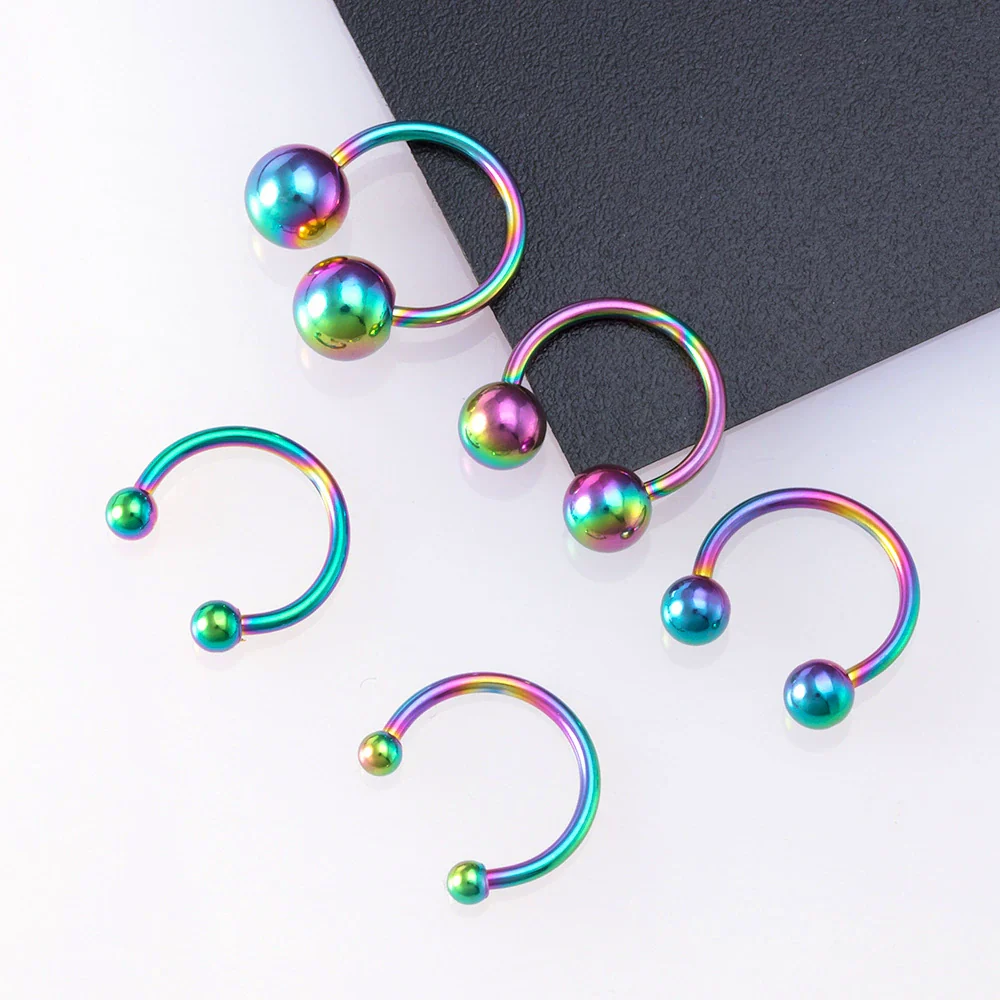 Body Piercing Jewelry Stainless Steel Geometric C Rod Ring With Color Retention Vacuum Treatment - Image 4