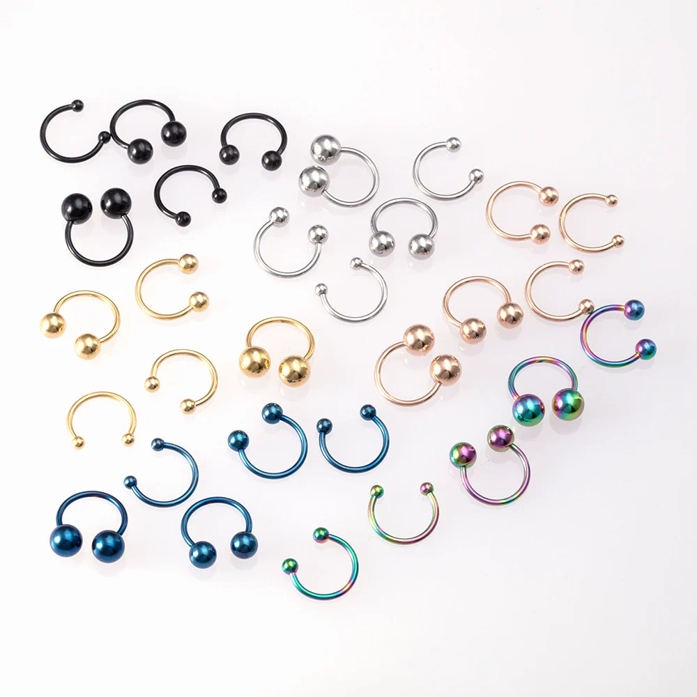 Body Piercing Jewelry Stainless Steel Geometric C Rod Ring With Color Retention Vacuum Treatment - Image 5