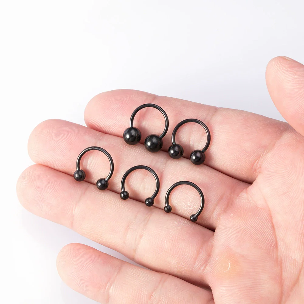 Body Piercing Jewelry Stainless Steel Geometric C Rod Ring With Color Retention Vacuum Treatment - Image 7