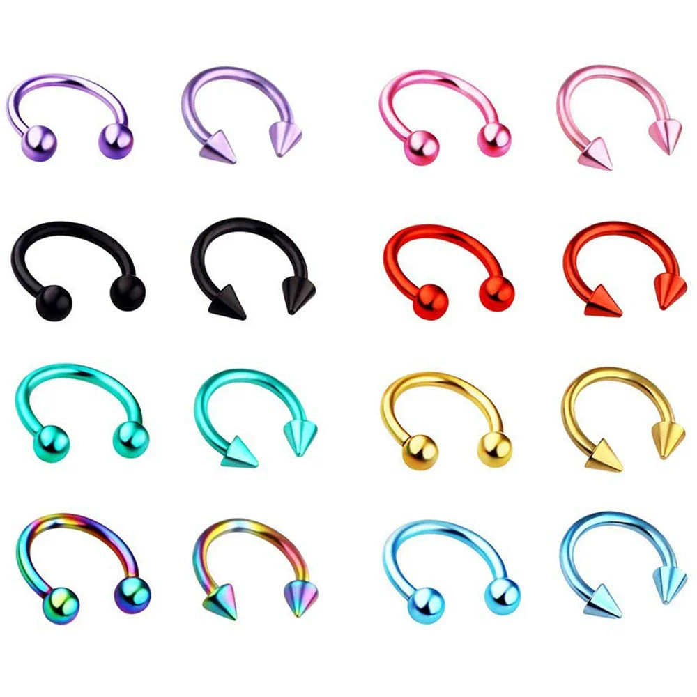 Body Piercing Jewelry Stainless Steel Geometric Cshaped Horseshoe Ring Electroplated