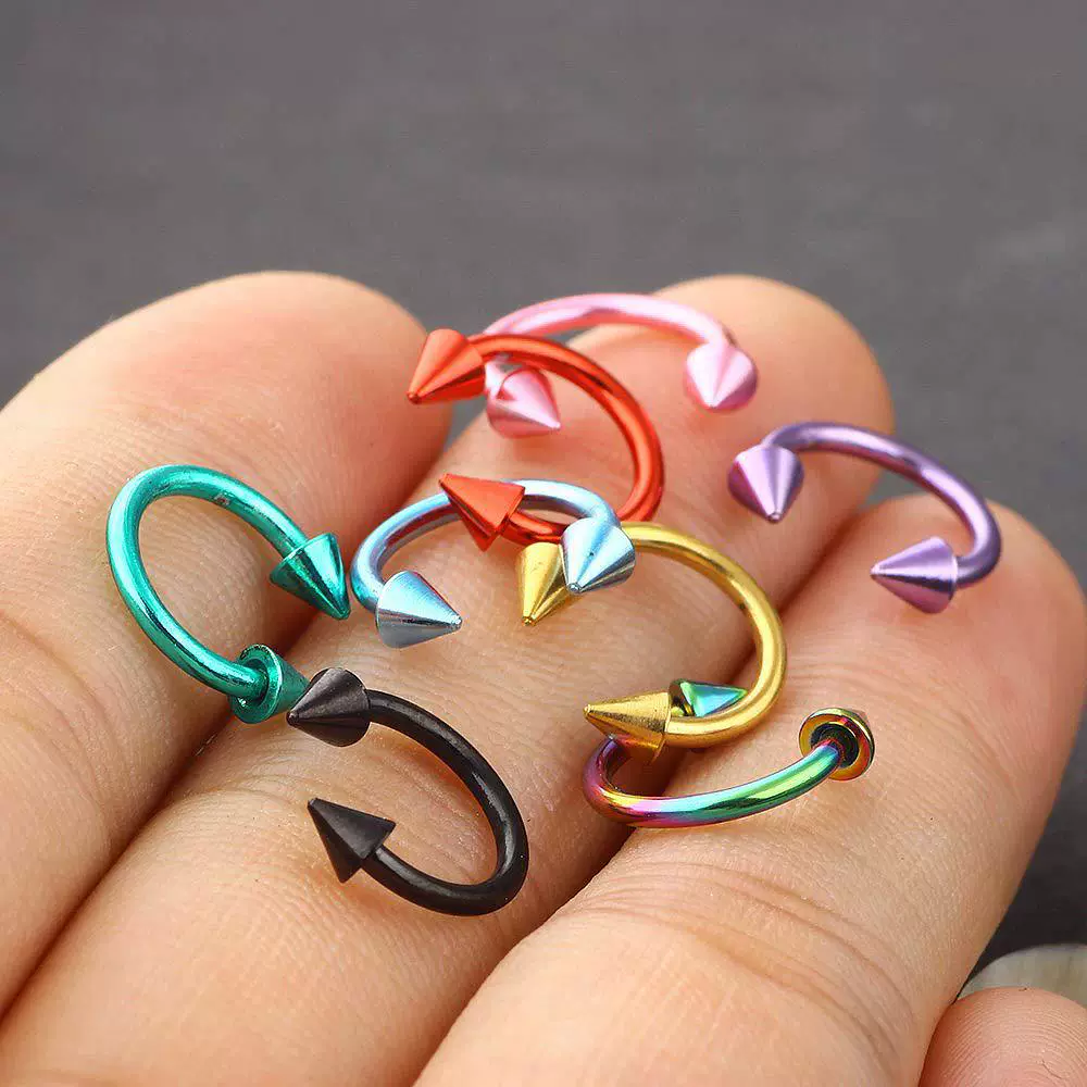 Body Piercing Jewelry Stainless Steel Geometric Cshaped Horseshoe Ring Electroplated - Image 2