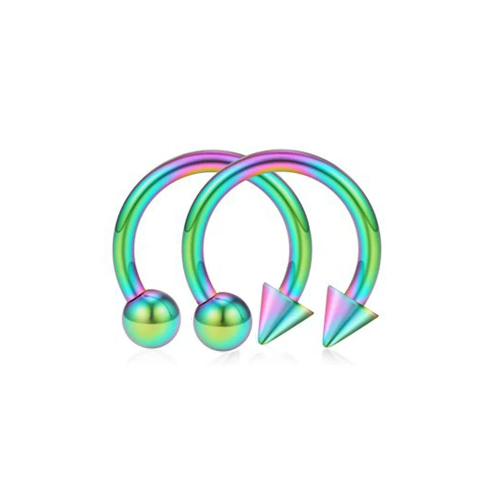 Body Piercing Jewelry Stainless Steel Geometric Cshaped Horseshoe Ring Electroplated - Image 5