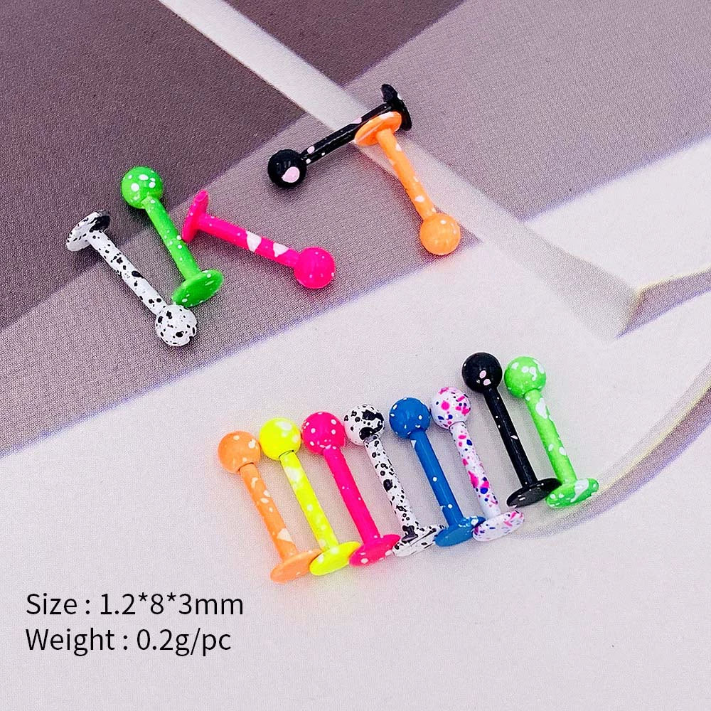 Body Piercing Jewelry Stainless Steel Multicolor Geometric Baked Paint Lip Ornaments