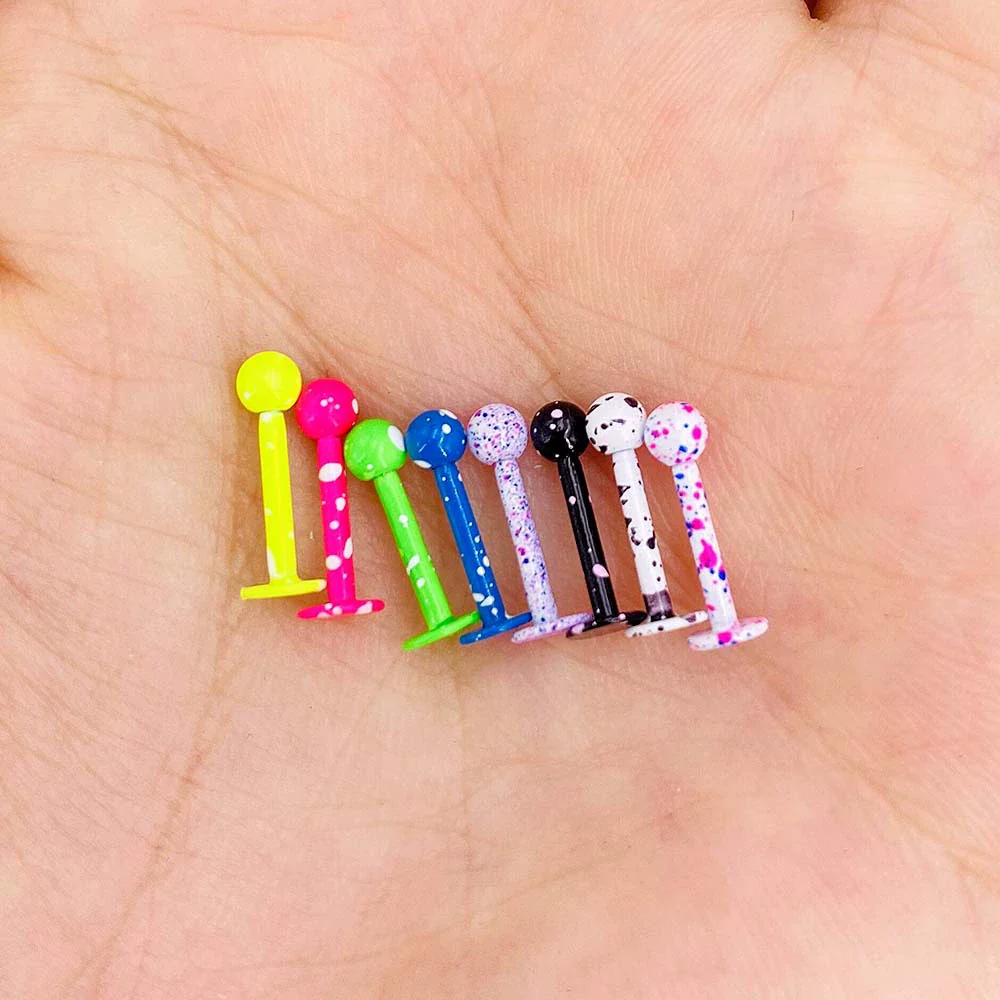 Body Piercing Jewelry Stainless Steel Multicolor Geometric Baked Paint Lip Ornaments - Image 4