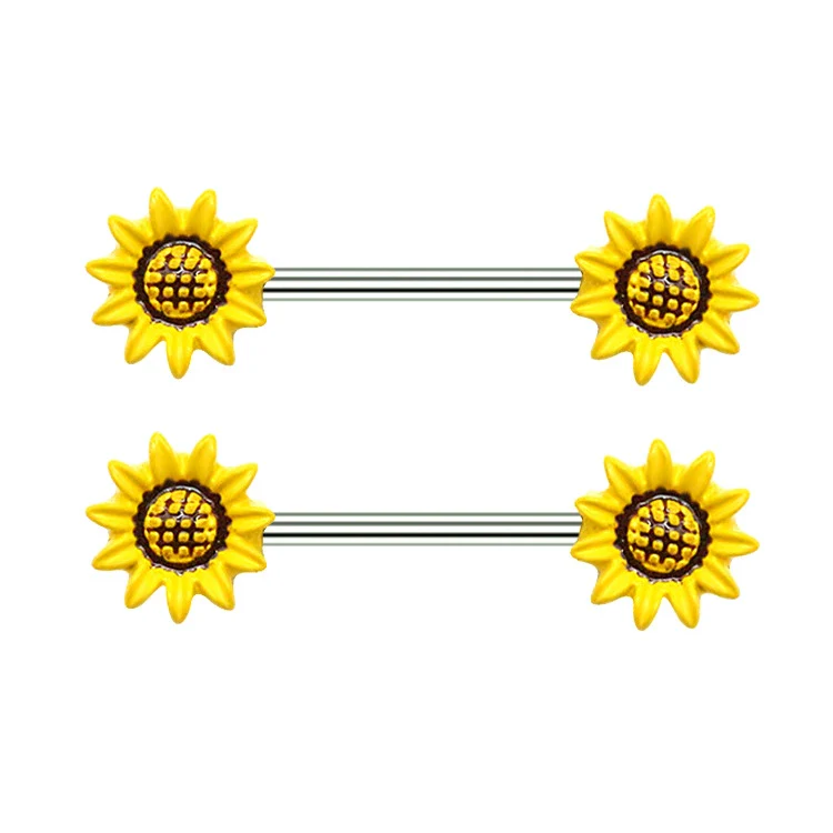 Body Piercing Jewelry Zinc Alloy Geometric Sunflower Breast Ring Electroplated - Image 3