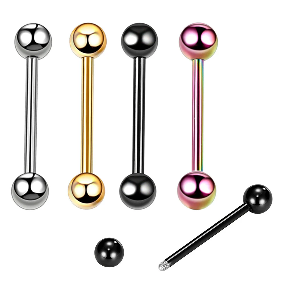 Body Piercing Stainless Steel Geometric Doubleheaded Ball Dumbbell Tongue Nail Breast Nail Ear Bone Nail Electroplated Unisex