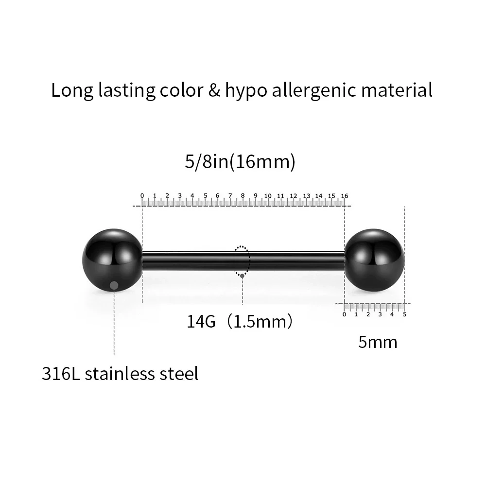 Body Piercing Stainless Steel Geometric Doubleheaded Ball Dumbbell Tongue Nail Breast Nail Ear Bone Nail Electroplated Unisex - Image 4